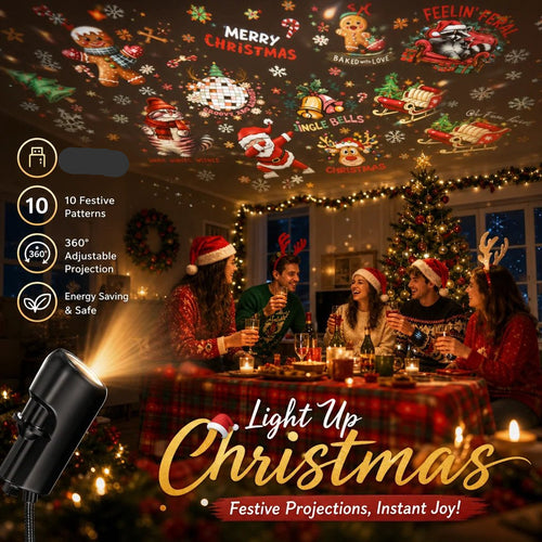 ✨HD Christmas Projector – 6 or 10 Festive Scenes