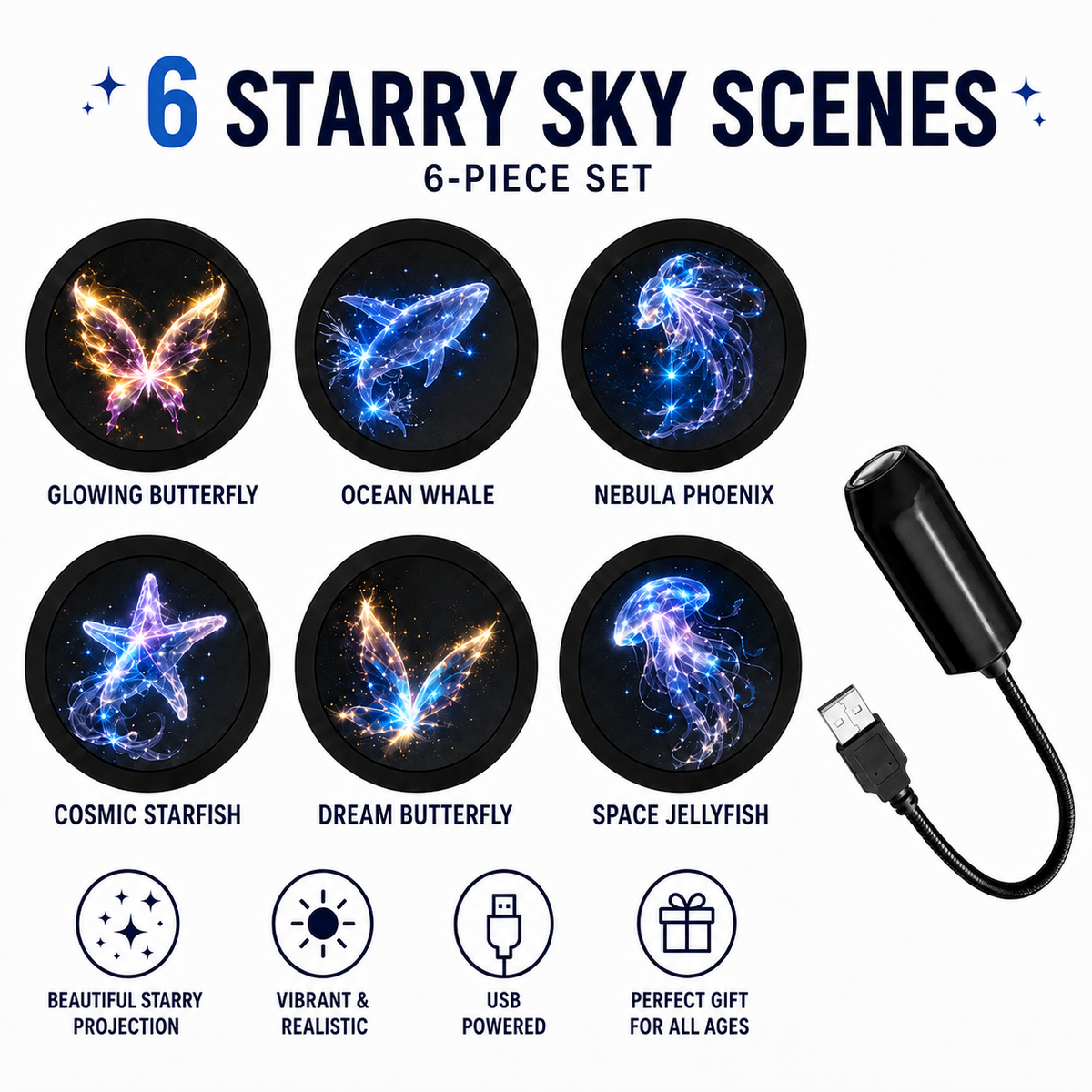 ✨HD Christmas Projector – 6 or 10 Festive Scenes