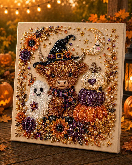 Neluval- Halloween Pearl Art DIY Kit – Turn Tiny Pearls into Spooky-Cute Magic (Size:7.87in*7.87in)