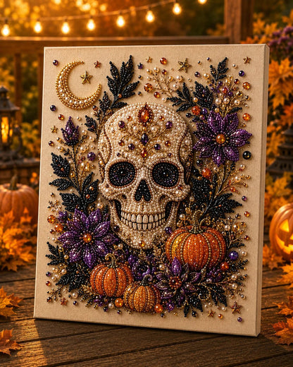 Neluval- Halloween Pearl Art DIY Kit – Turn Tiny Pearls into Spooky-Cute Magic (Size:7.87in*7.87in)