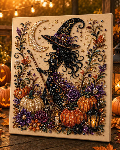 Neluval- Halloween Pearl Art DIY Kit – Turn Tiny Pearls into Spooky-Cute Magic (Size:7.87in*7.87in)