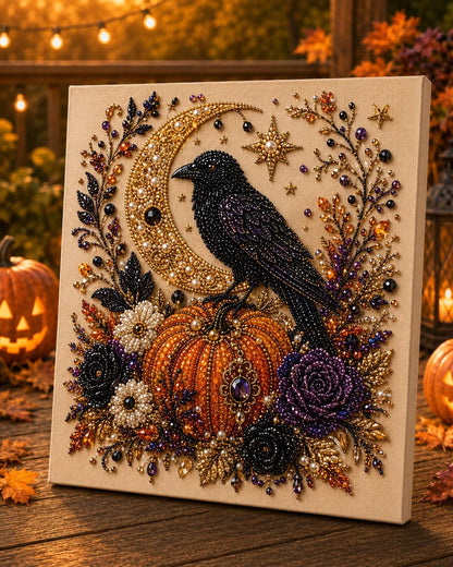 Neluval- Halloween Pearl Art DIY Kit – Turn Tiny Pearls into Spooky-Cute Magic (Size:7.87in*7.87in)